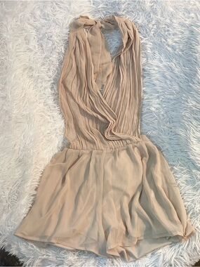 Wrapped plated halter flowing romper